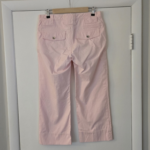 Banana Republic Pale Pink 100% Cotton Wide Leg Cropped Pants Size 6 - Picture 2 of 4